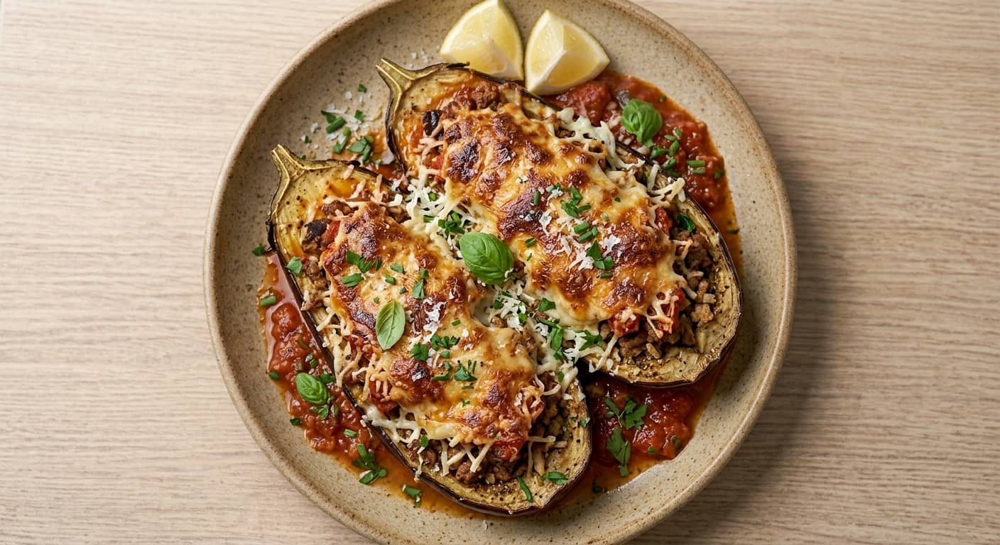 Albergínia farcida a la parmesana
